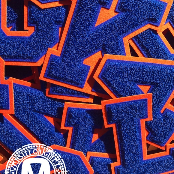 Royal Blue/Orange 6” Chenille Varsity Letter Patches / A-Z Available MADE IN USA - Picture 1 of 4